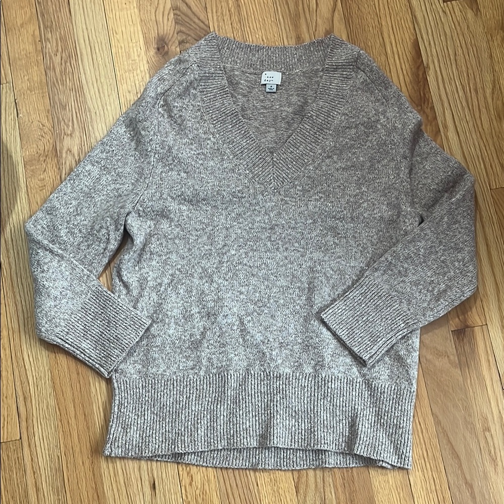 Beige V-Neck Women's Sweater